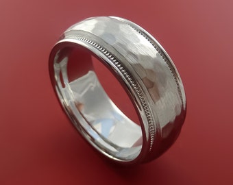 Cobalt Chrome Millgrain Hammer Finish Band Custom Ring Made to Any Sizing and Finish