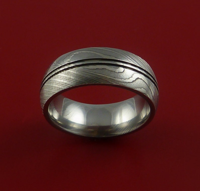 Damascus Steel Ring Wedding Band Genuine Craftsmanship Any