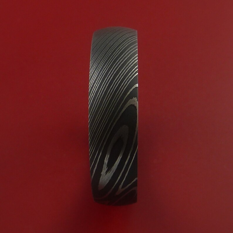 Damascus Steel Ring Acid Finish Genuine Craftsmanship Custom Etsy