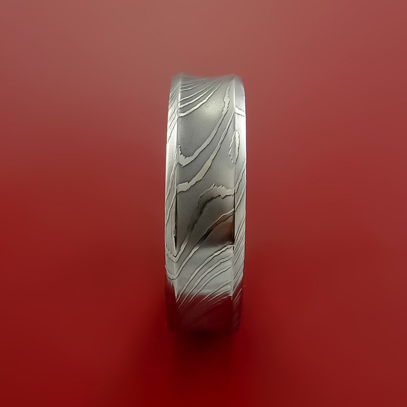 Damascus Steel Ring Wedding Band Genuine Unique Style image 3