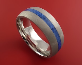 Cobalt Chrome Ring with Lapis Inlay Custom Made Band