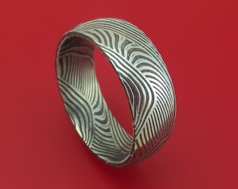 Sunset Kuro Damascus Steel Ring Custom Made Wedding Band