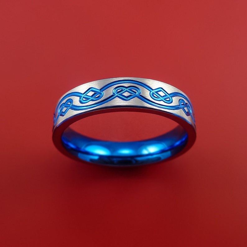 Titanium Celtic Band Infinity Design Ring Anodized Blue Custom Made image 2