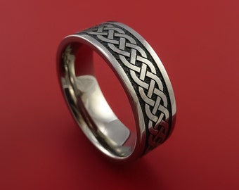 Titanium Celtic Irish Knot Ring Carved Band