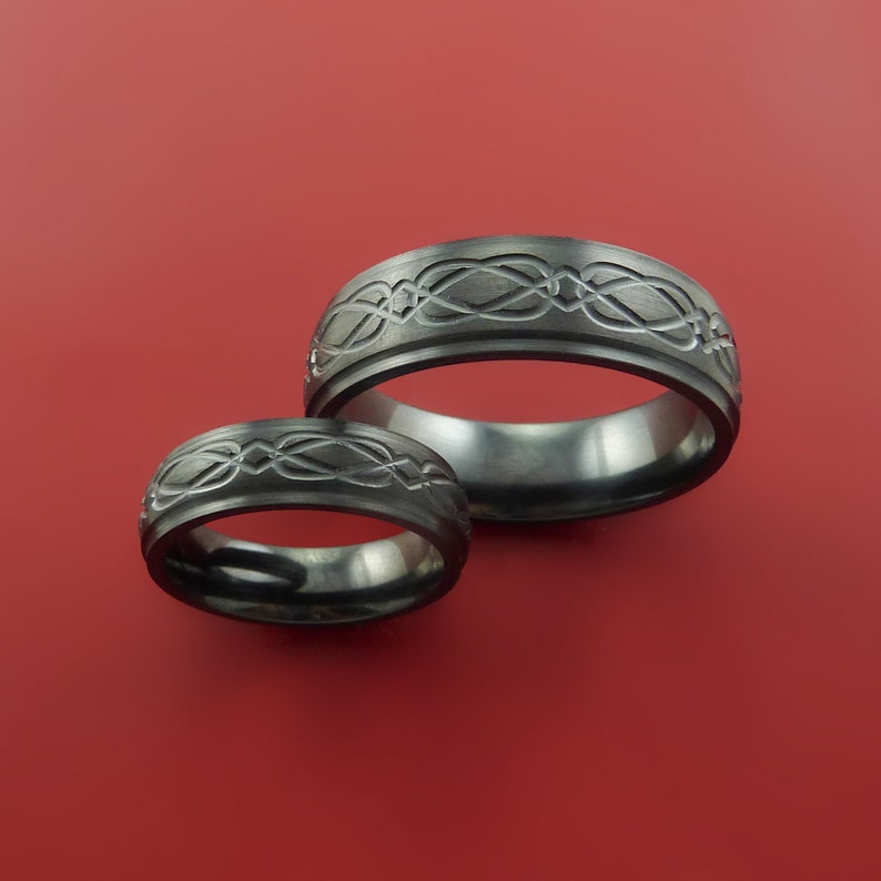 Black Zirconium His and Her Celtic Band Infinity Symbolic Etsy