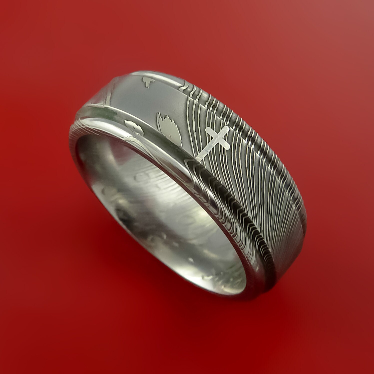 damascus steel wedding band etsy