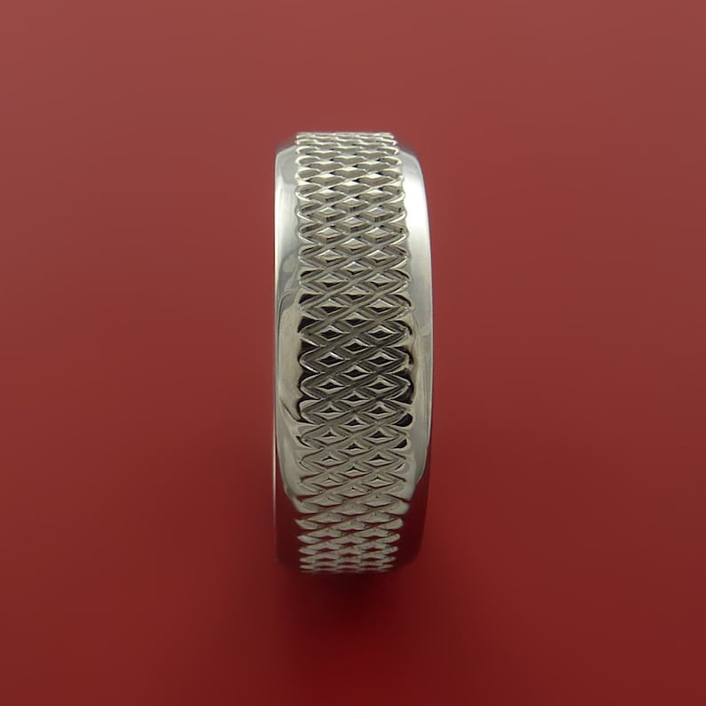 Cobalt Chrome Wide Ring Textured Knurl Pattern Band Made to Any Sizing and Finish 3-22