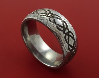 Damascus Steel Celtic Knot Ring Infinity Design Wedding Band