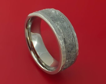 Titanium Hammered Ring with Gibeon Meteorite Inlay Custom Made