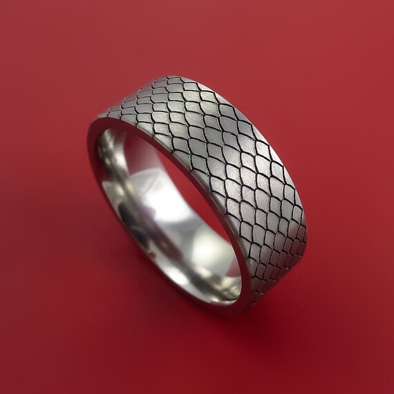 Titanium DRAGON SCALE Reptile Skin Ring Unique Custom Band Made to