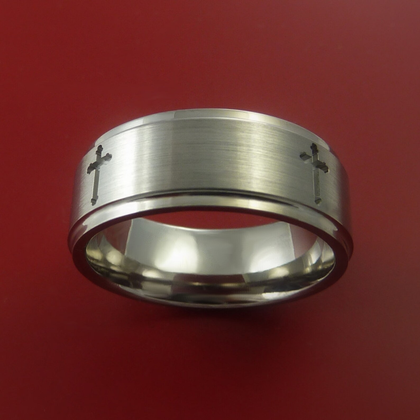 Titanium CHRISTIAN Wedding Band Cross Ring Made to Any Sizing Etsy