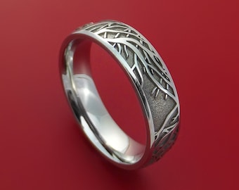 Cobalt Chrome Ring with Tree Branch Pattern Custom Made Band