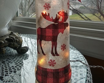 Wine bottle lamp,wine craft,wine art,wine bottle light,moose,friend gift,family gift,lighted wine bottle with mini string lights,unique gift