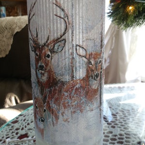 Deer in forest,wine bottle,wine art,wine craft,wine bottle with lights,accent lights,unique gifts,wine bottle lamp,gifts for her,lighting image 4