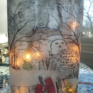 Owl,wine art,wine craft,recycled bottles,woods,wine bottle lamp,wine bottle with lights,wildlife gifts,lamp,night light,gift for him,dad image 3