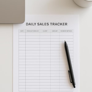 Rastreador de ventas diario imprimible / Registro de ventas para pequeñas empresas de 20 páginas en PDF / Planificador de objetivos de ventas / Organizador para vendedores de Etsy / A4 y carta de EE. UU.