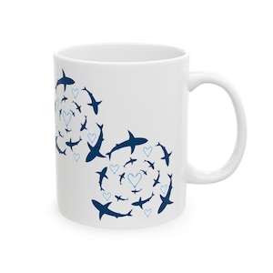 Shark Love Ceramic Mug | Ocean Lover Gift, Shark Enthusiast Cup, Beach-Themed Coffee Mug, Marine Life Decor, Nature Lover&#39;s Present