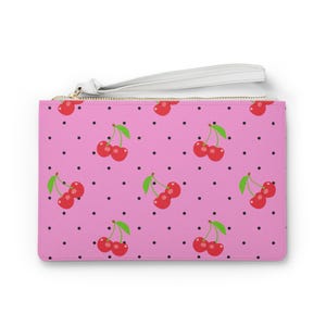 Cherry Print Clutch Bag - Cute Purse for Summer, Party, Travel, Gifts for Birthdays, Fun Accessory