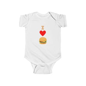 I Love Cheeseburgers Body niemowlęce, prezent na baby shower, słodkie ubranka dla niemowląt, strój dla niemowląt Foodie, urocze ubranka dla niemowląt