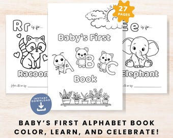Le premier livre de bébé à imprimer | Pages à colorier pour baby shower et révélation du genre | Activité souvenir
