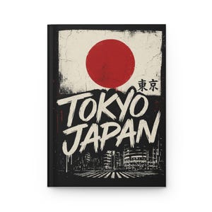 Tokyo Japan Hardcover Journal, Faded City Background, Urban Travel Notebook, Japanese Street Style Gift, Tokyo Cityscape Notebook