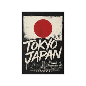Tokyo Japan Wall Decal, Japanese City Mural, Urban Graffiti Wall Art, Peel and Stick Decor for Bedroom, Studio, or Office