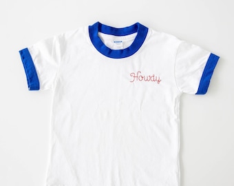 Personalized Embroidered Howdy Toddler Tee | Retro Western Country Kids Shirt