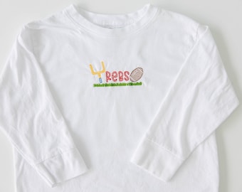 Personalized Football Toddler Tee, Embroidered Long Sleeve Shirt