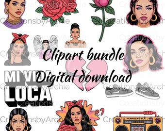 Chola Clipart Bundle: Latina Fashion, Urban Style (Digital Download)