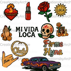 Chola Clip Art Bundle 52 PNGs Latina Urban Fashion, Lowrider Art, Hoop Earrings, Flannels, Tattoo Style, Transparent Backgrounds