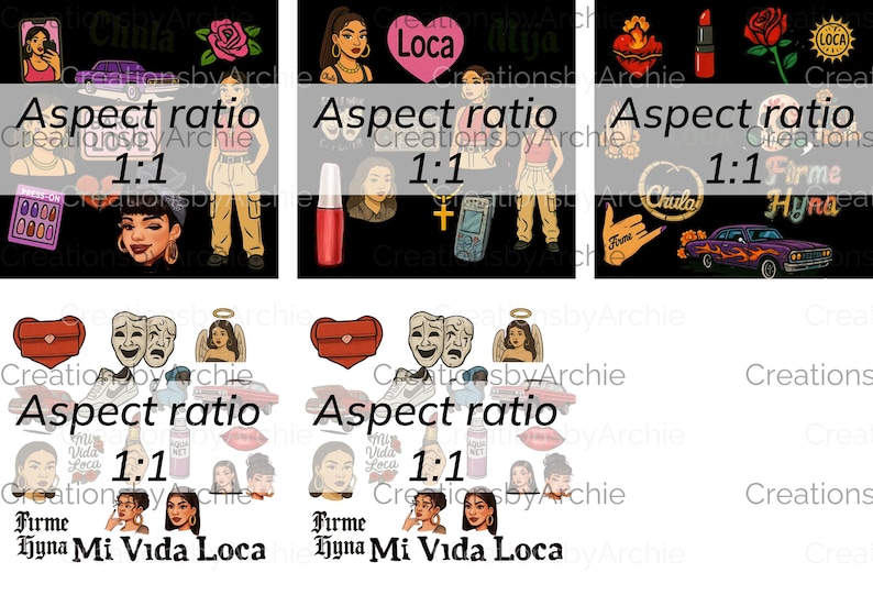 Chola Clip Art Bundle 52 PNGs Latina Urban Fashion, Lowrider Art, Hoop Earrings, Flannels, Tattoo Style, Transparent Backgrounds