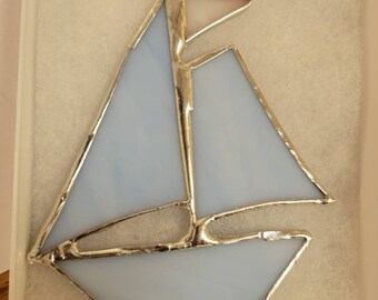 1  stained glass Sailing boat  ornament, favor, Christmas gift