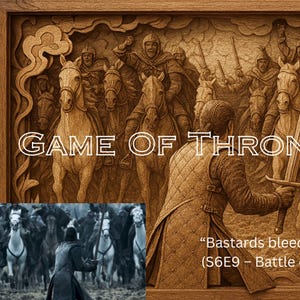 Game Of Thrones - 01 |  Laserbranden, png-bestand | 3D-illusie | Graveren | Gereed voor laser | Lightburn-bestand | Digitaal ontwerpbestand |  Dieptekaart |