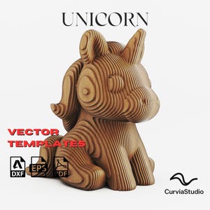 Kit de manualidades para niños - 02 Escultura paramétrica 3D 01 Plantilla / Estatua de madera cortada Archivos vectoriales (DXF, EPS, PDF, SVG) para corte láser