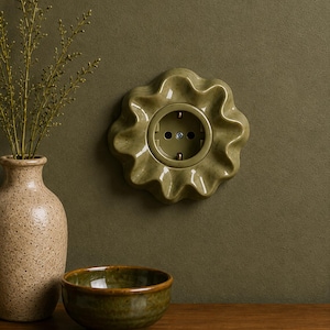 Handmade Ceramic Bloom Outlet Cover | European Schuko Wall Decor
