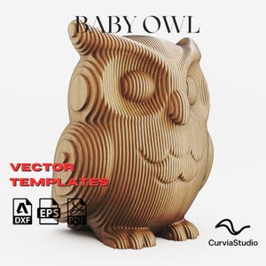 Kit de manualidades para niños - Plantilla de escultura paramétrica 3D / Estatua de madera cortada en archivos vectoriales (DXF, EPS, PDF, SVG) para corte láser