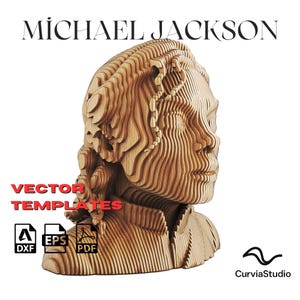 Plantilla de escultura paramétrica 3D de Michael Jackson 01 / Archivos vectoriales de estatua de madera cortada (DXF, EPS, PDF, SVG) para corte láser