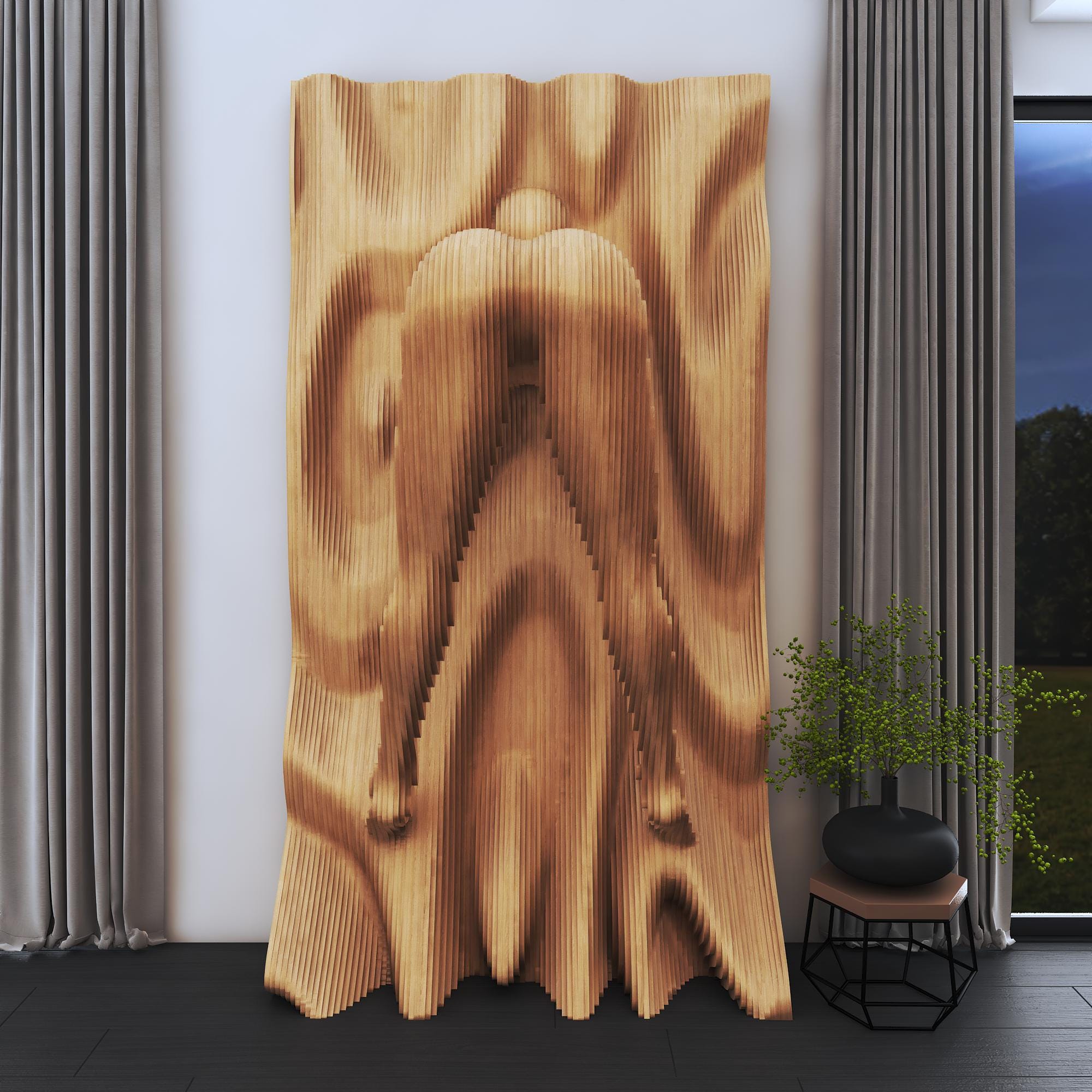 3D Parametric Wood Wall Art Panel: CNC Cut Abstract Sculpture (digital ...