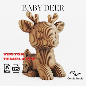 Kit de manualidades para niños - Escultura paramétrica 3D - Plantilla / Estatua de madera cortada - Archivos vectoriales (DXF, EPS, PDF, SVG) para corte láser