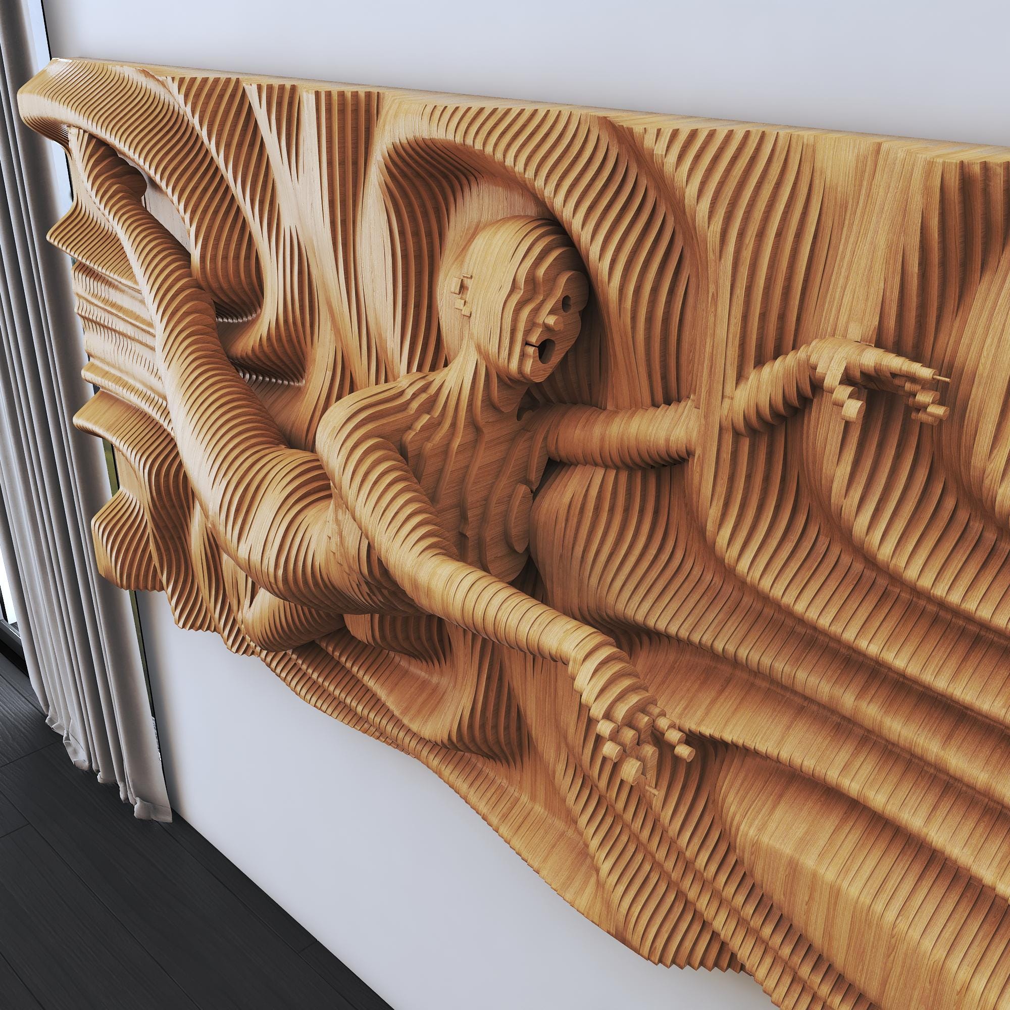 Parametric Wood Wall Art: 3D CNC Cut Sculpture Panel (digital File Only ...