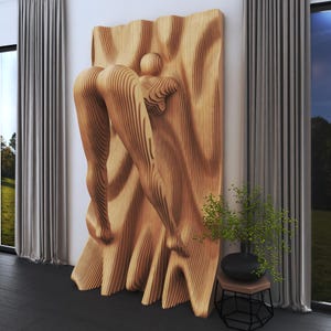 Parametrische weibliche Körper Skulptur Panel | Abstrakte 3D Holz Wand Kunst - 03 | Geschichtetes CNC-Schnitt-Design | Moderne Geschnittene Hölzerne Wanddekoration für Zuhause