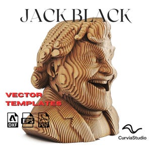 Plantilla de escultura paramétrica 3D de Jack Black 01 / Archivos vectoriales de estatua de madera cortada (DXF, EPS, PDF, SVG) para corte láser