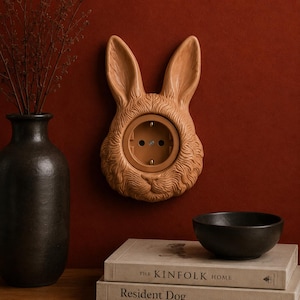 Handmade Ceramic Rabbit Outlet Cover | European Schuko Wall Decor