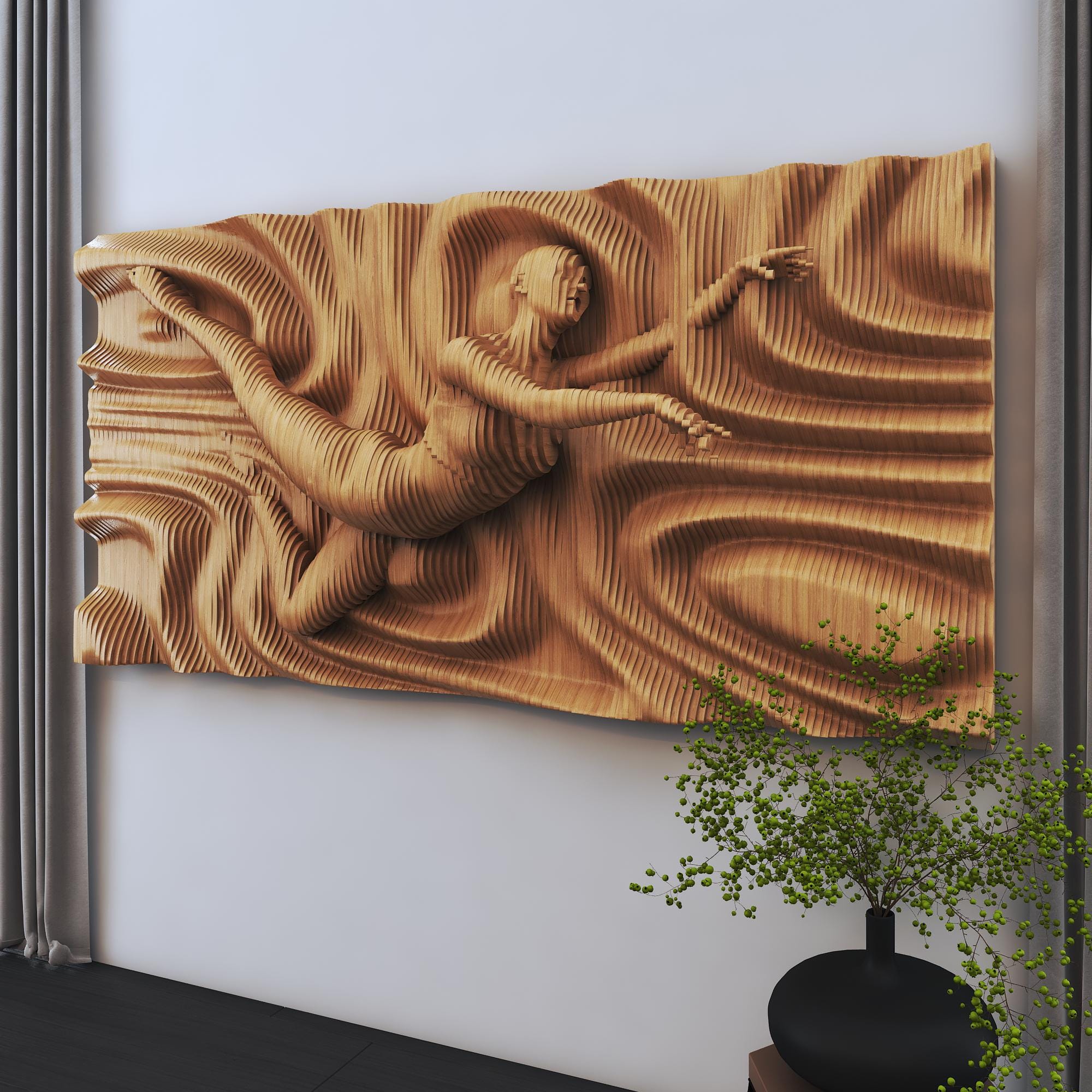 Parametric Wood Wall Art: 3D CNC Cut Sculpture Panel (digital File