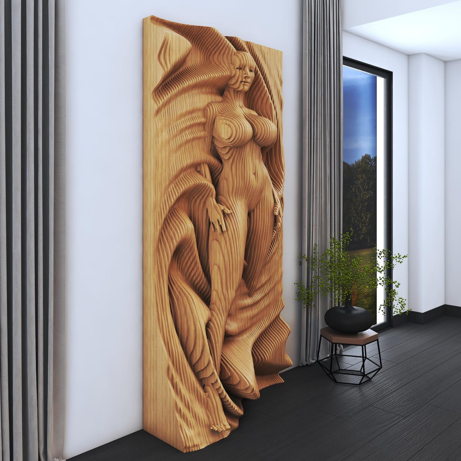 Parametric Wood Wall Art: 3D CNC Cut Sculpture Panel (digital File Only ...