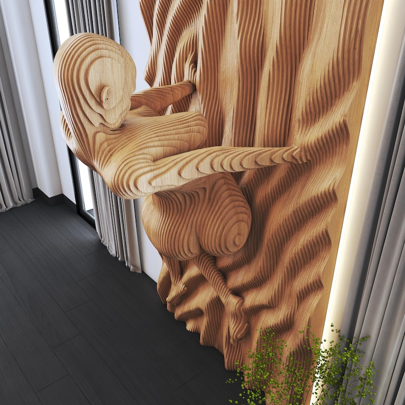 3D Parametric Wood Wall Art Panel: CNC Cut Abstract Sculpture (digital ...