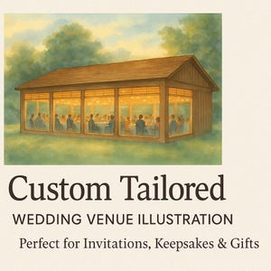 Custom Wedding Venue Illustration, Digital File, Hand Drawn Style, Venue Portrait, Wedding Keepsake, Printable Art, Custom Wedding Gift