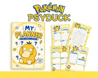 Psyduck Daily, Weekly, Monthly Planner | Cartoon Stationery Set (Digital Download)