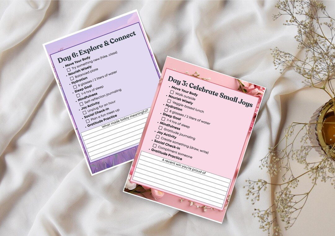 Well Being Checklist.pdf Self-care for Mental & Physical Well-being 7 Days Checklist / Planner ...