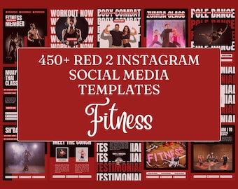 Plantillas para redes sociales de fitness / Publicación de Instagram para gimnasio / Instagram con temática roja